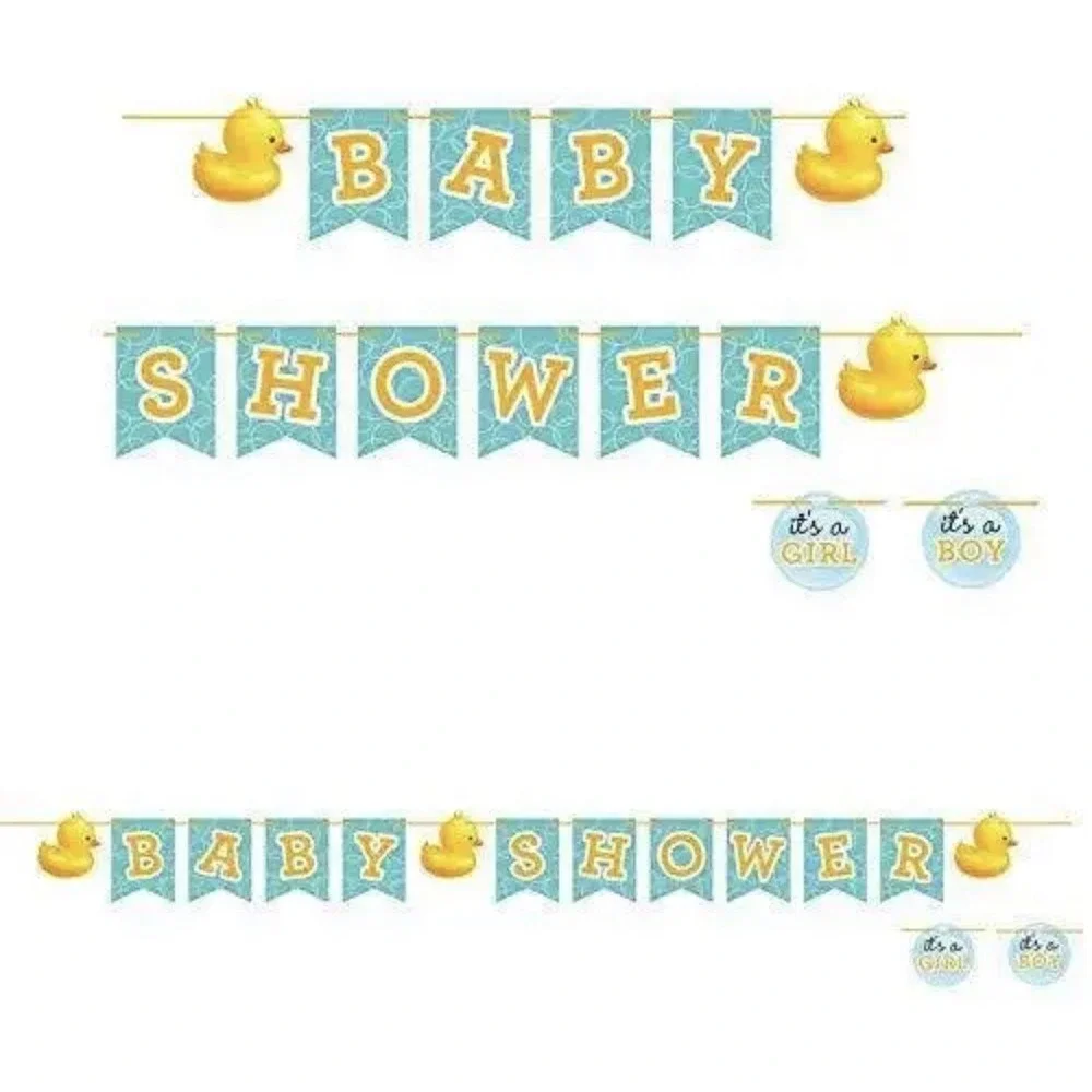 6.5' Bubble Bath Baby Shower Shaped Ribbon Banner Rubber Ducky boy or‎ girl